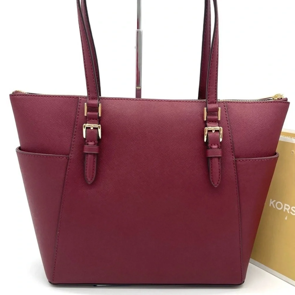 Michael Kors Large Charlotte Tote Bag Dark Cherry